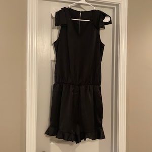 Black silk shirt romper